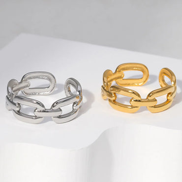 Fashion Solid Color Stainless Steel Chain Open Ring 1 Piece