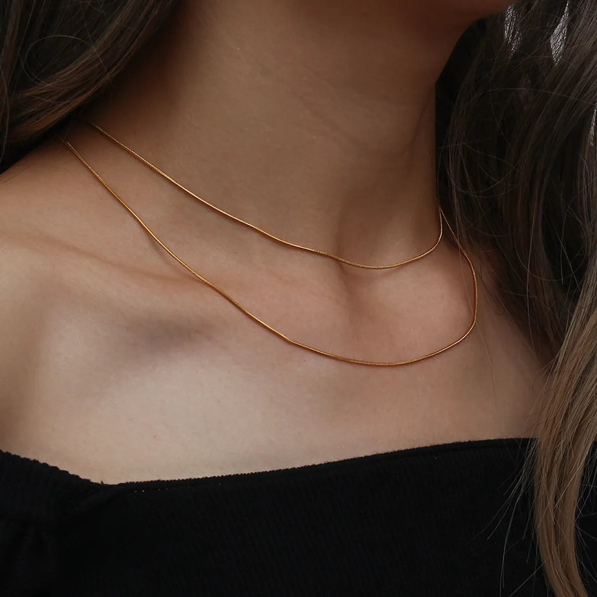 Fashion Solid Color Stainless Steel Choker Plating Stainless Steel Necklaces