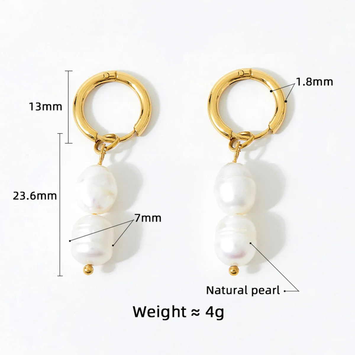 1 Pair Fashion Solid Color Stainless Steel Freshwater Pearl 14k Gold Plated Drop Earrings