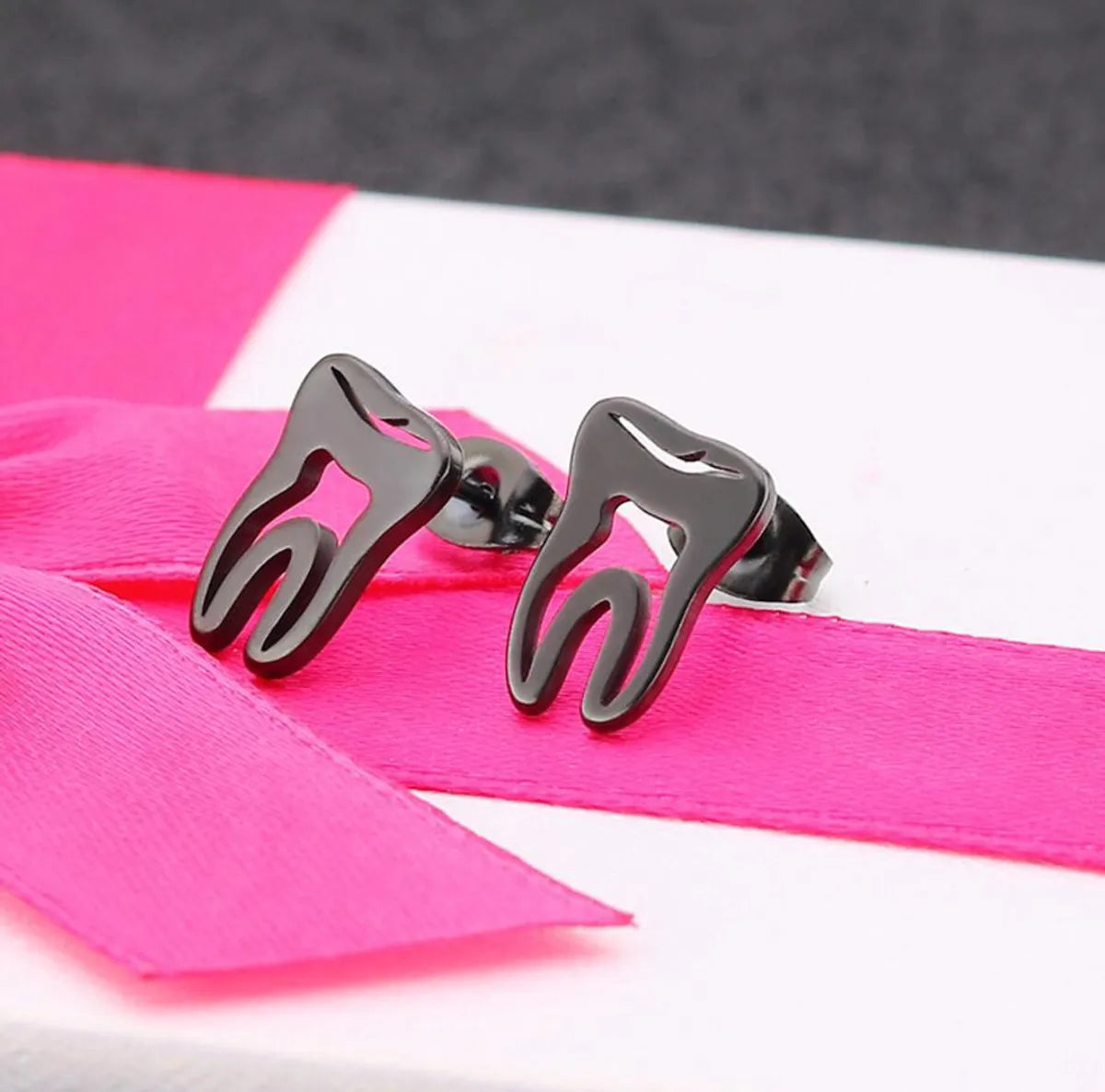 Fashion Solid Color Stainless Steel Ear Studs 1 Pair