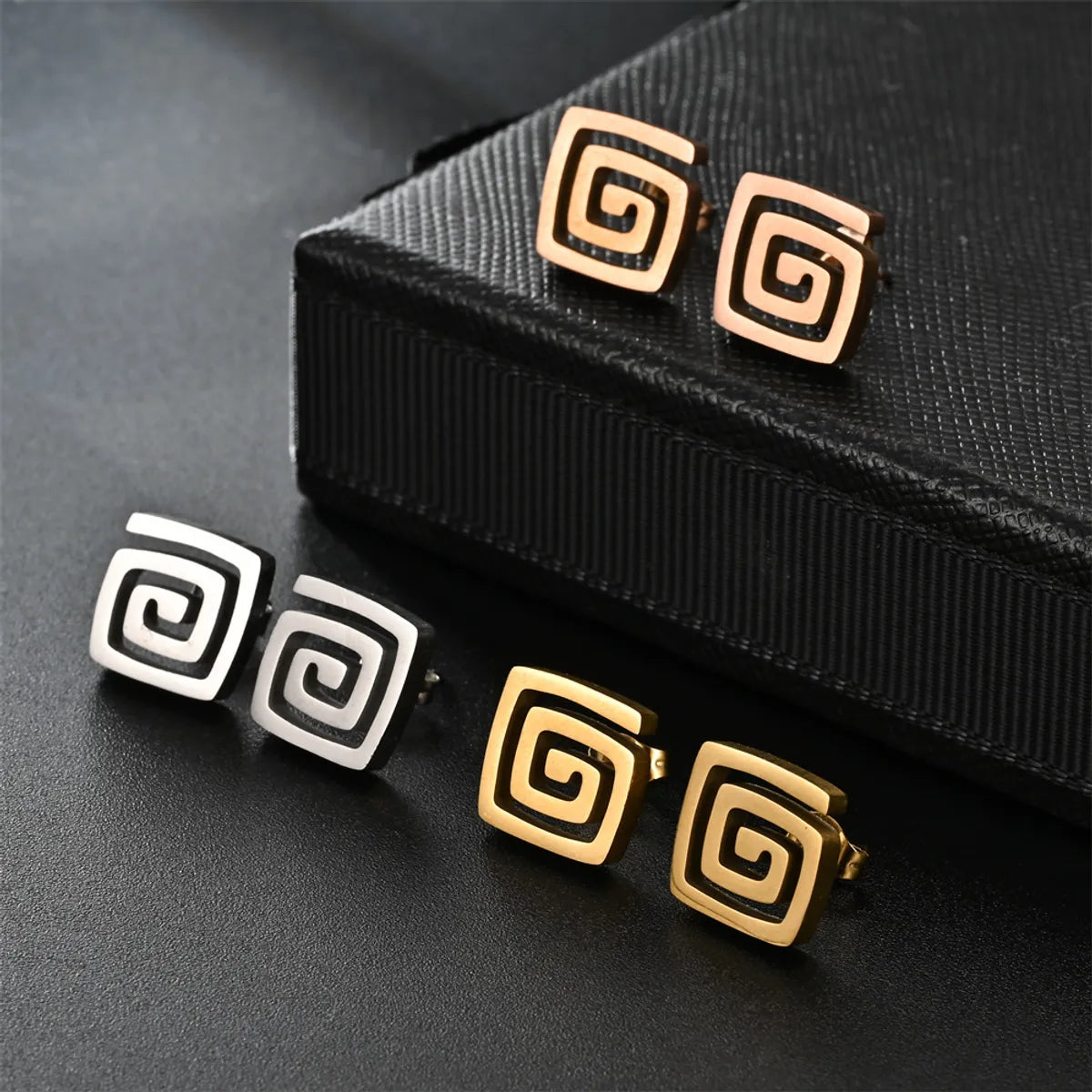 Fashion Solid Color Stainless Steel Ear Studs 1 Pair