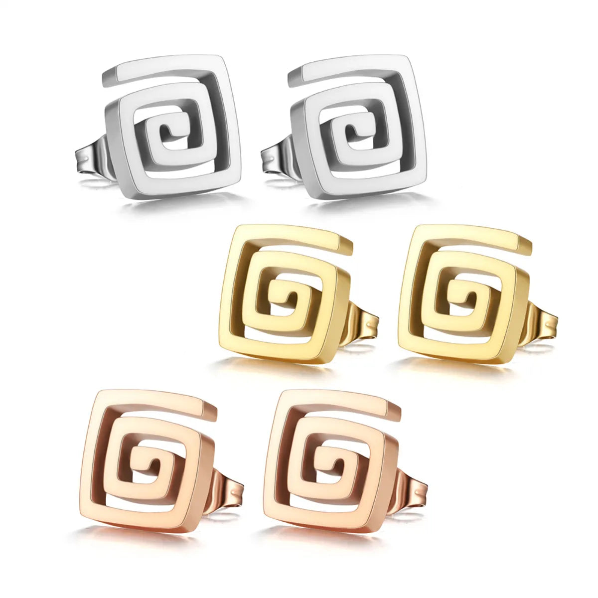 Fashion Solid Color Stainless Steel Ear Studs 1 Pair