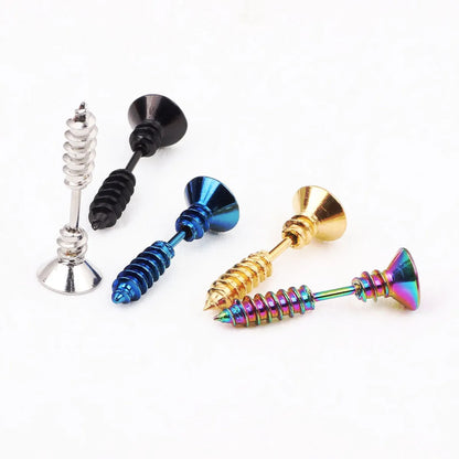 Fashion Solid Color Stainless Steel Ear Studs 1 Piece