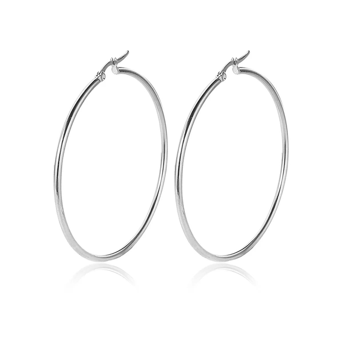 1 Pair Fashion Solid Color Stainless Steel Hoop Earrings