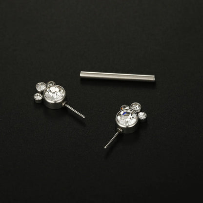 Fashion Solid Color Stainless Steel Inlay Artificial Diamond Adhesive Nail 1 Piece