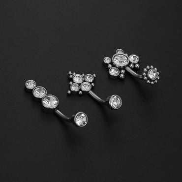 Fashion Solid Color Stainless Steel Inlay Zircon Belly Ring 1 Piece