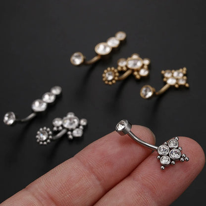 Fashion Solid Color Stainless Steel Inlay Zircon Belly Ring 1 Piece