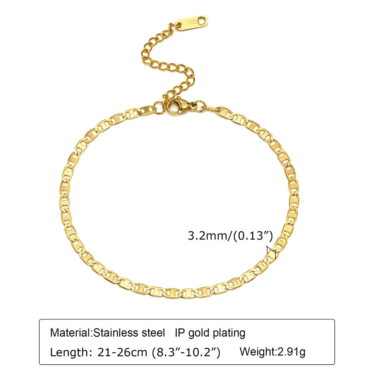 Fashion Solid Color Stainless Steel Plating Anklet