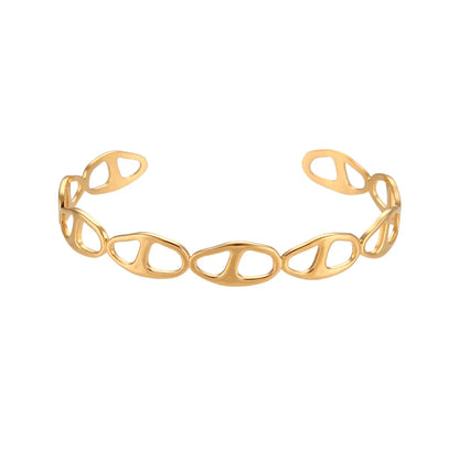 Fashion Solid Color 304 Stainless Steel 18K Gold Plated Bangle In Bulk