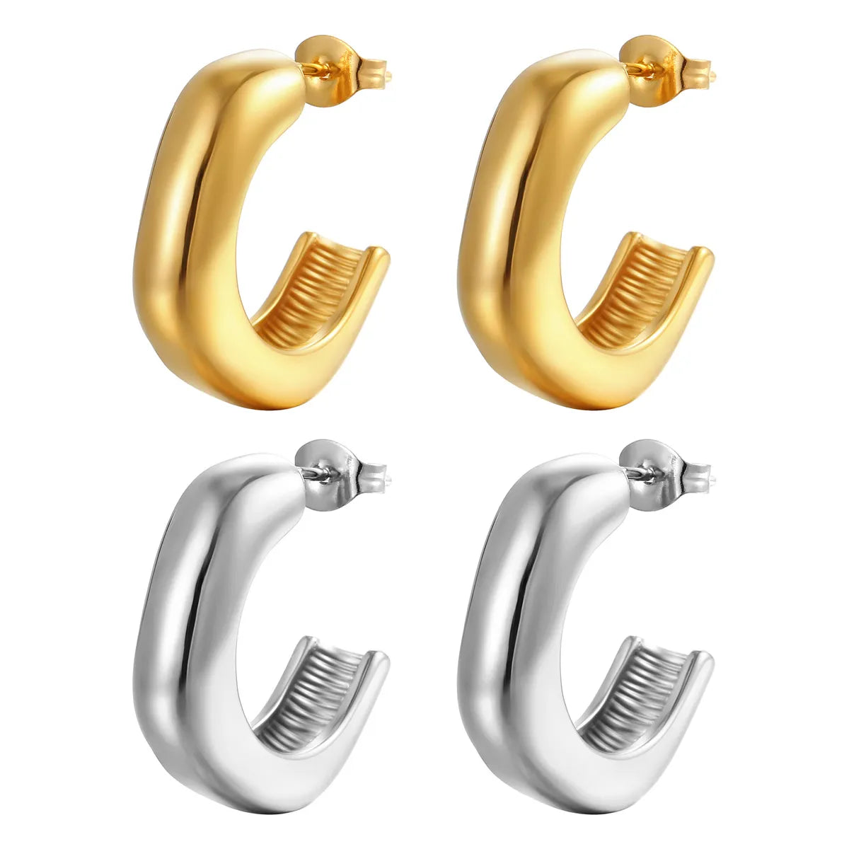 Fashion Solid Color Stainless Steel Plating Ear Studs 1 Pair