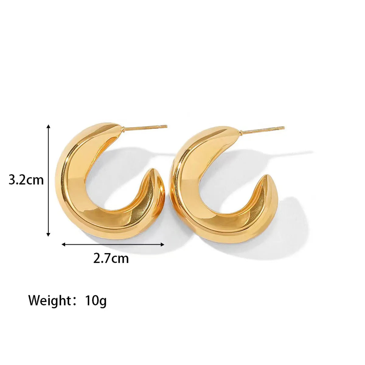 1 Pair Fashion Solid Color Plating 304 Stainless Steel 18K Gold Plated Earrings