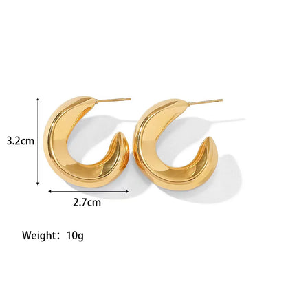 1 Pair Fashion Solid Color Plating 304 Stainless Steel 18K Gold Plated Earrings