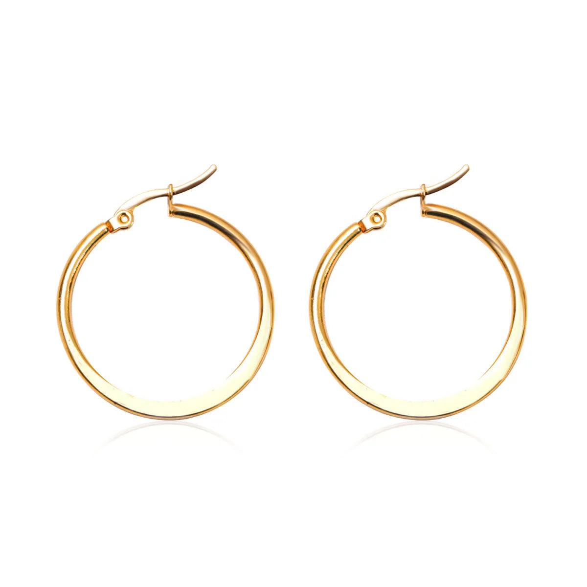 1 Pair Fashion Solid Color Plating Stainless Steel Hoop Earrings