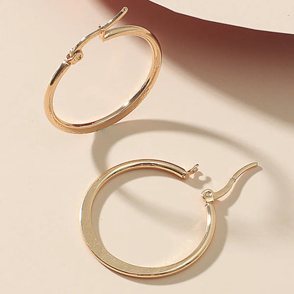 1 Pair Fashion Solid Color Plating Stainless Steel Hoop Earrings