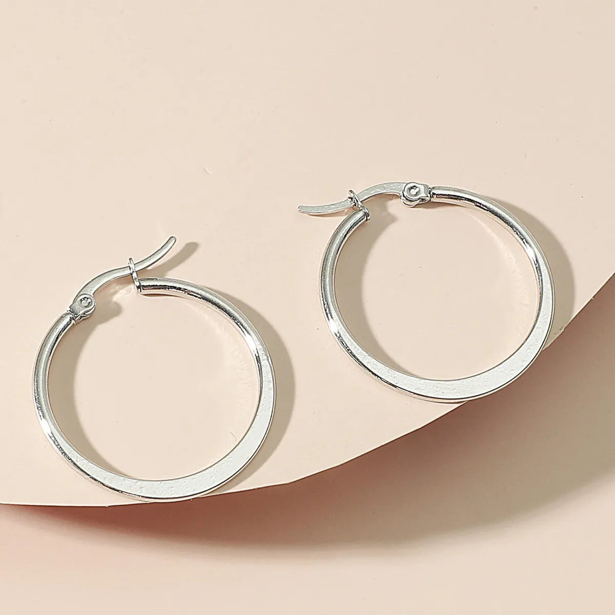 1 Pair Fashion Solid Color Plating Stainless Steel Hoop Earrings