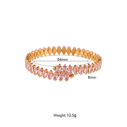 Fashion Solid Color Stainless Steel Plating Inlay Zircon Bangle 1 Piece