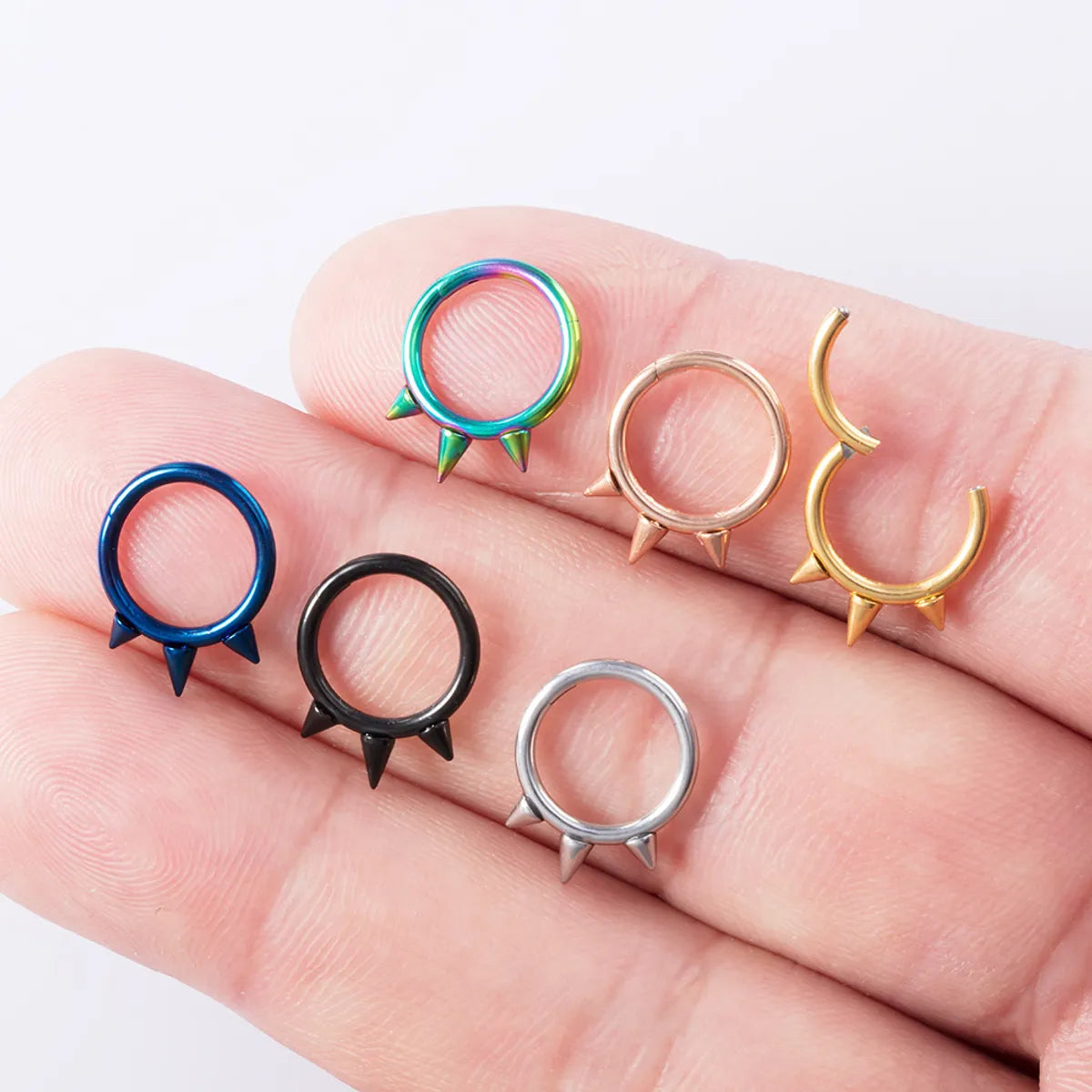 Fashion Solid Color Stainless Steel Plating Nose Ring 1 Piece