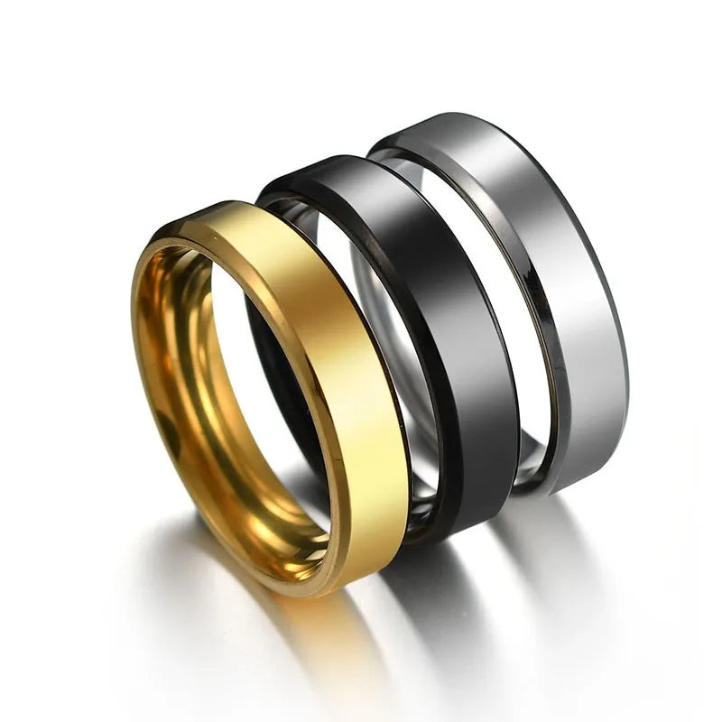 Fashion Solid Color Stainless Steel Polishing Plating Rings 1 Piece