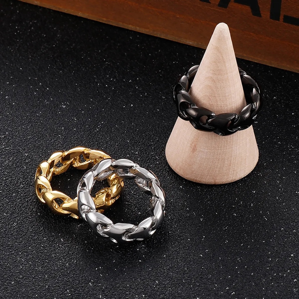 Fashion Solid Color Stainless Steel Rings 1 Piece