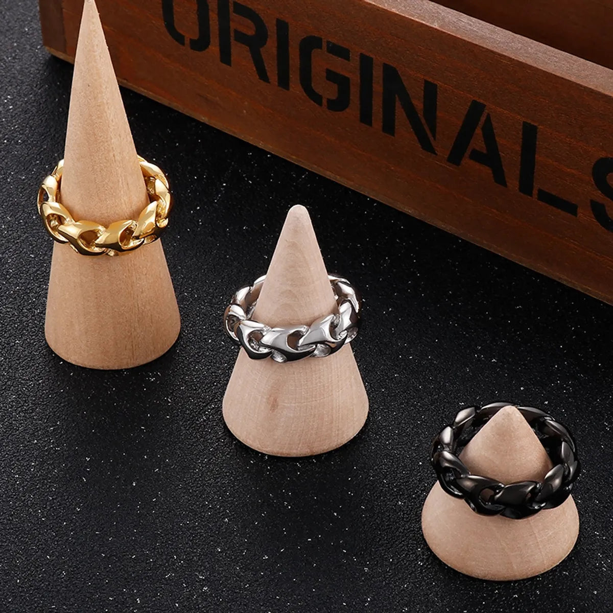 Fashion Solid Color Stainless Steel Rings 1 Piece