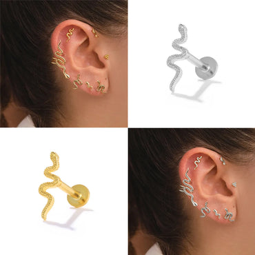 Fashion Solid Color Sterling Silver Plating Inlay Zircon Ear Studs 1 Piece