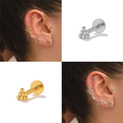 Fashion Solid Color Sterling Silver Plating Inlay Zircon Ear Studs 1 Piece