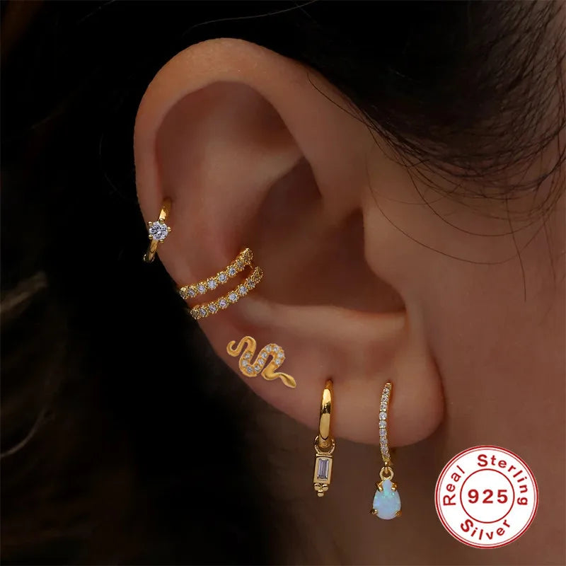 Fashion Solid Color Sterling Silver Plating Inlay Zircon Ear Studs 1 Piece