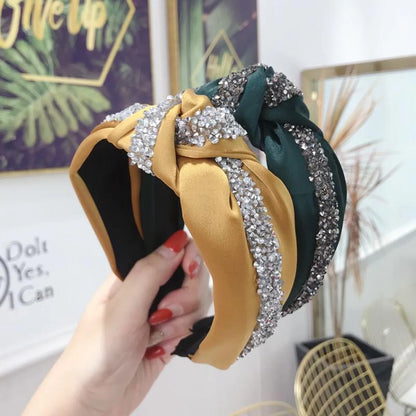 Fashion Solid Color Super Flash Rhinestone Wide-Brimmed Headband Nhsm137140