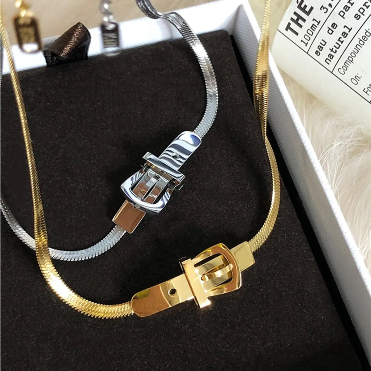 Fashion Solid Color Titanium Steel Belt Buckle Chain Choker 1 Piece