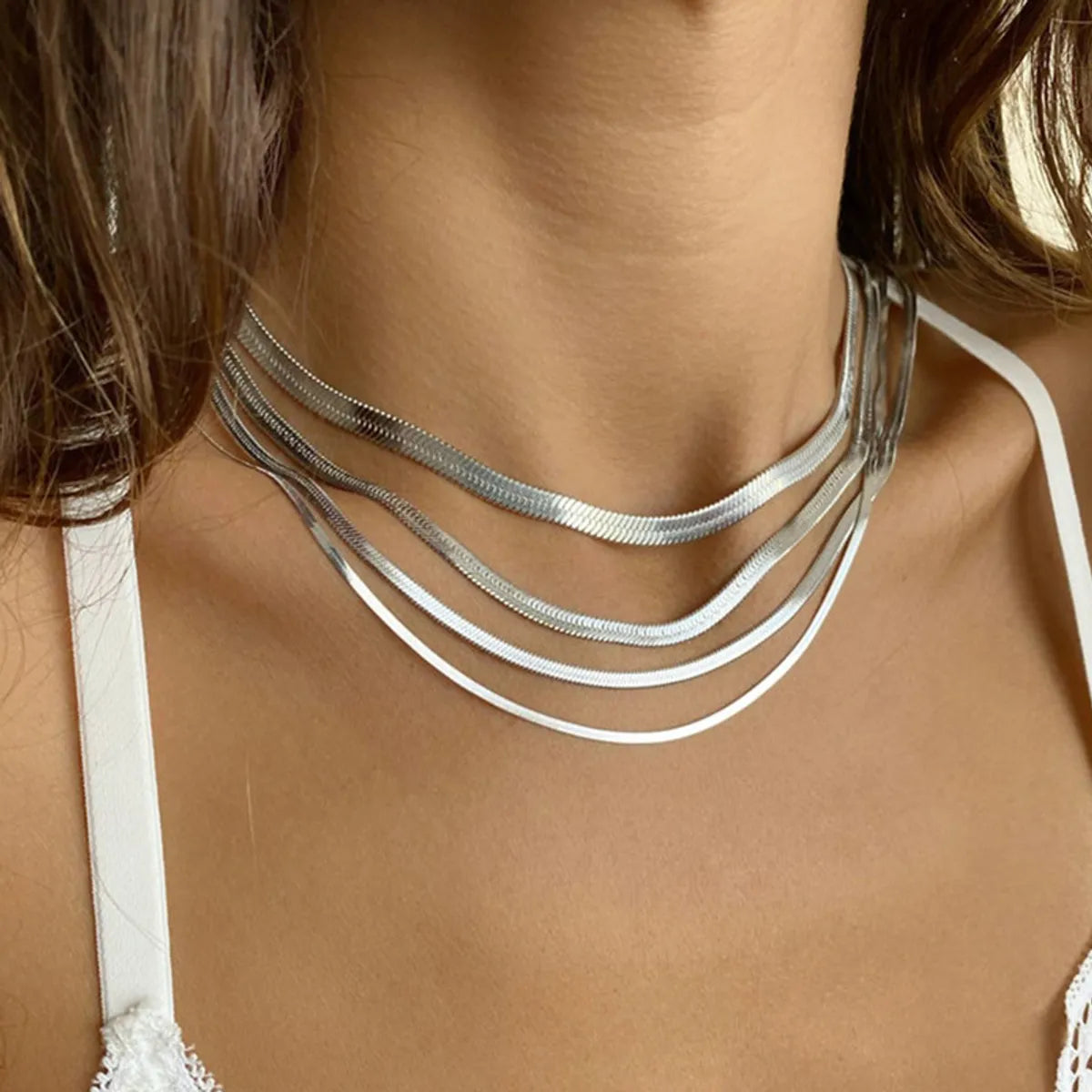 Fashion Solid Color Titanium Steel Chain Necklace