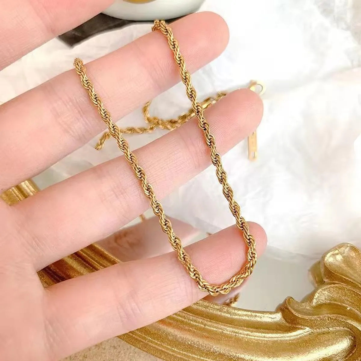 Fashion Solid Color Titanium Steel Chain Necklace 1 Piece