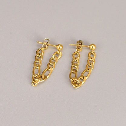 Fashion Solid Color Titanium Steel Ear Studs Plating Chain Stainless Steel Earrings