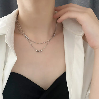 Fashion Solid Color Titanium Steel Layered Necklaces 1 Piece