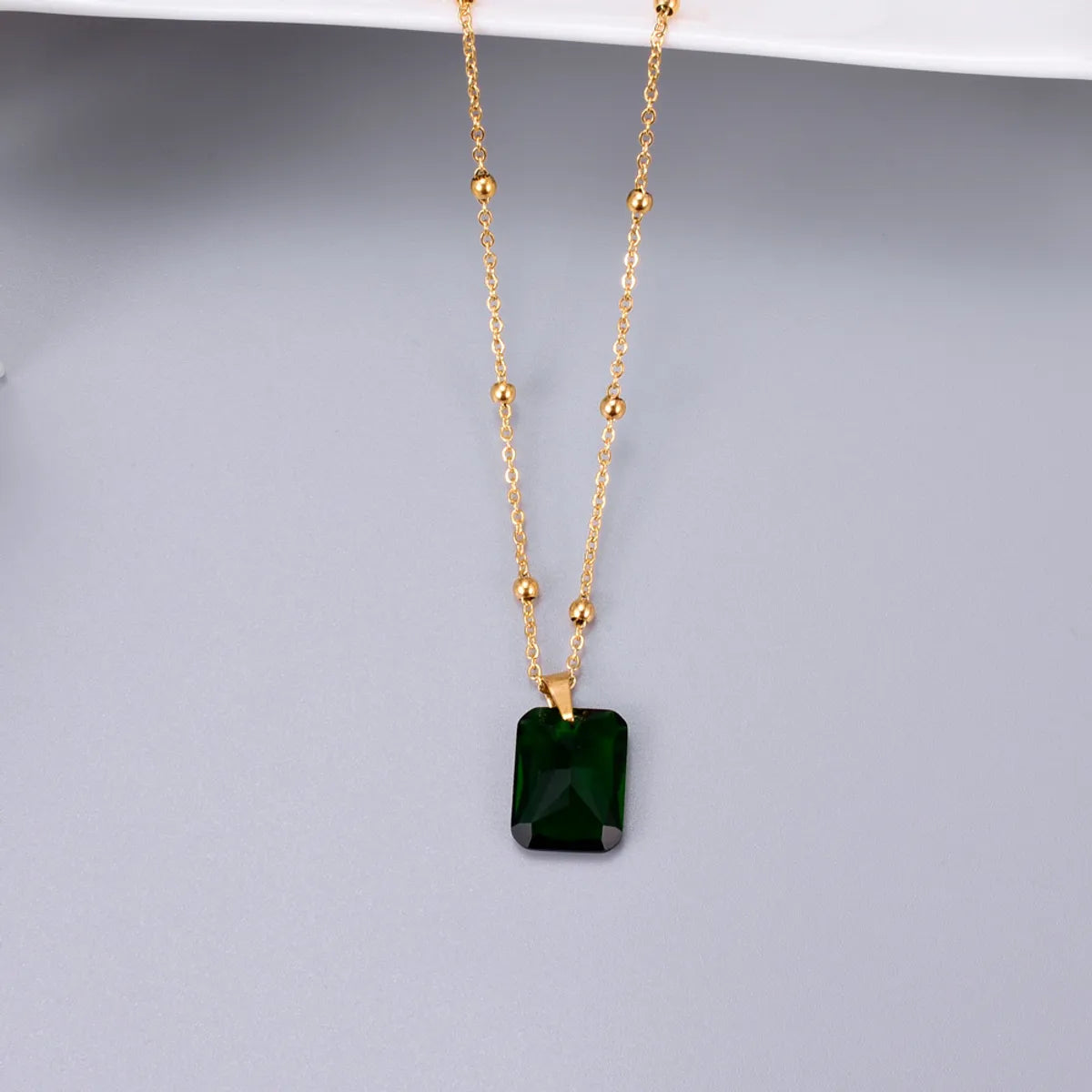 Fashion Solid Color Titanium Steel Pendant Necklace Plating Zircon Stainless Steel Necklaces