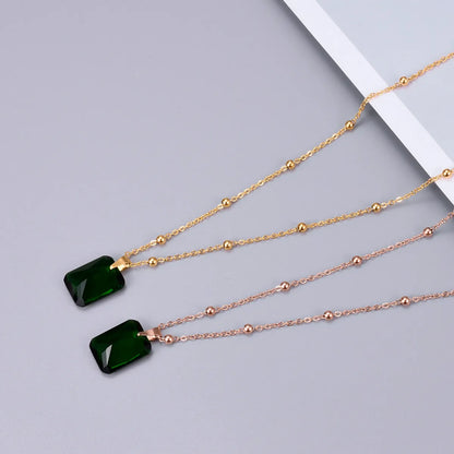 Fashion Solid Color Titanium Steel Pendant Necklace Plating Zircon Stainless Steel Necklaces