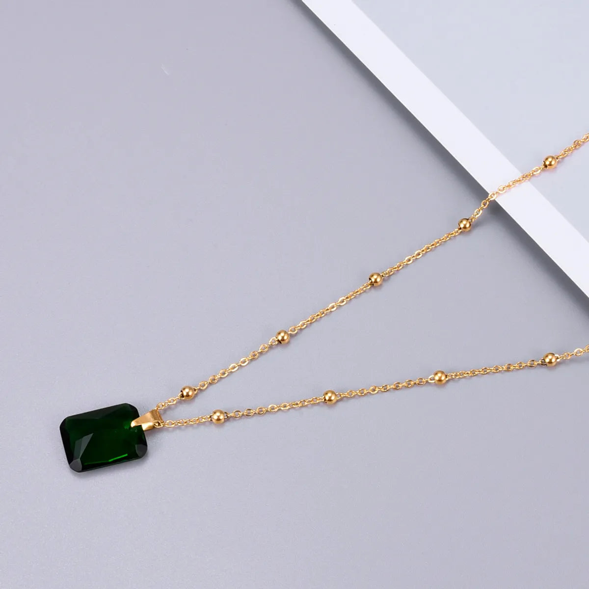 Fashion Solid Color Titanium Steel Pendant Necklace Plating Zircon Stainless Steel Necklaces