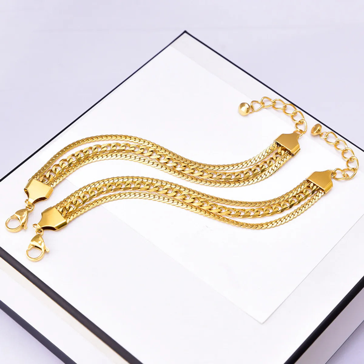 Fashion Solid Color Titanium Steel Plating Chain Bracelets 1 Piece