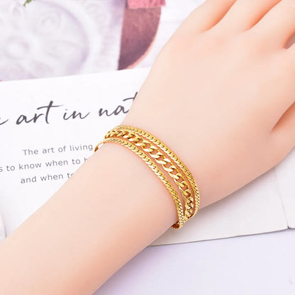 Fashion Solid Color Titanium Steel Plating Chain Bracelets 1 Piece