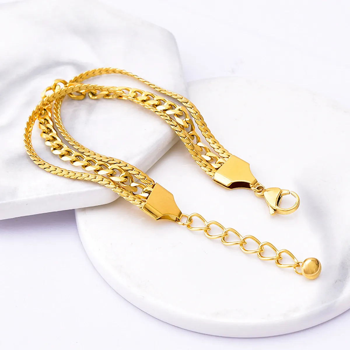 Fashion Solid Color Titanium Steel Plating Chain Bracelets 1 Piece