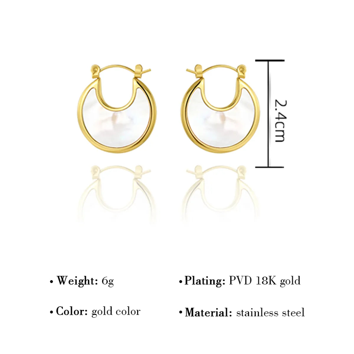 Fashion Solid Color Titanium Steel Plating Hoop Earrings 1 Pair