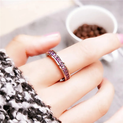 Fashion Solid Color Titanium Steel Plating Rhinestones Rings