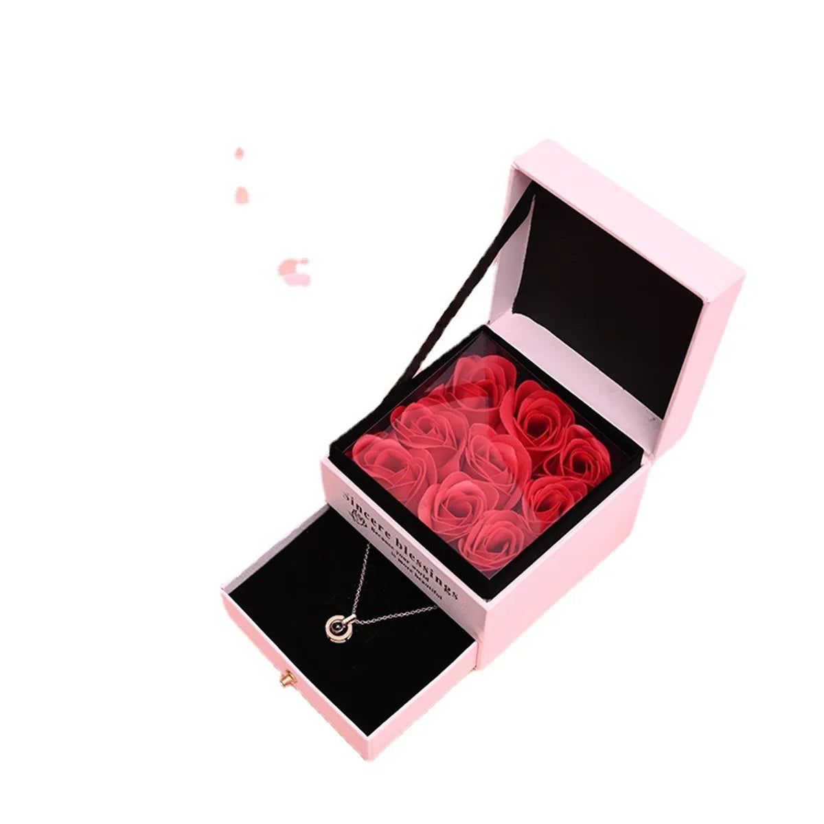 Romantic Solid Color Wood Valentine'S Day Jewelry Boxes