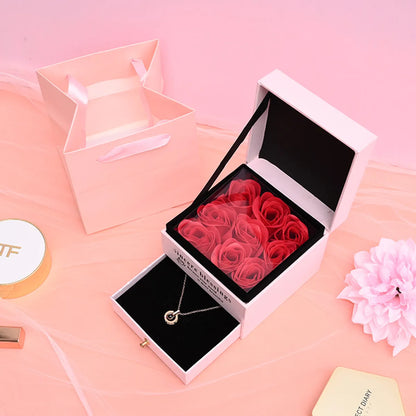 Romantic Solid Color Wood Valentine'S Day Jewelry Boxes