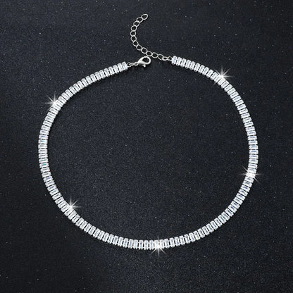 Fashion Sparkling Crystal Zircon Geometric Alloy Necklace