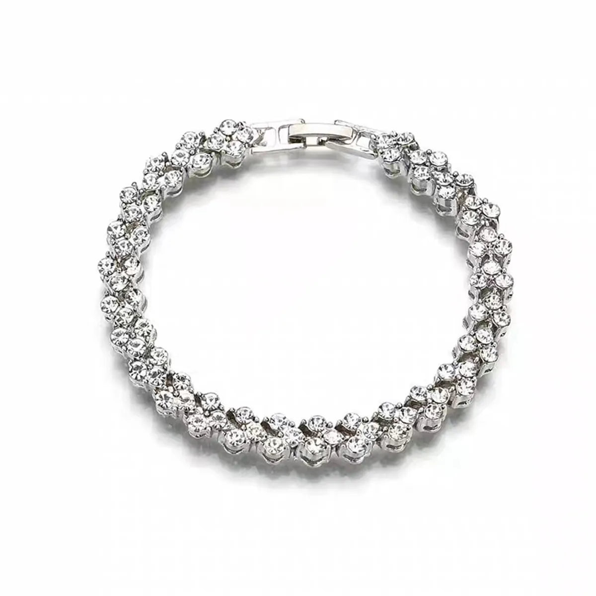 Fashion Sparkling Full Diamond Rhinestone Geometric Buckle Bracelet