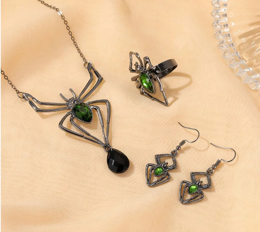 Fashion Spider Alloy Inlay Rhinestones Women'S Rings Earrings Necklace