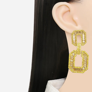 Fashion Square Alloy Rhinestones Women's Drop Earrings 1 Pair