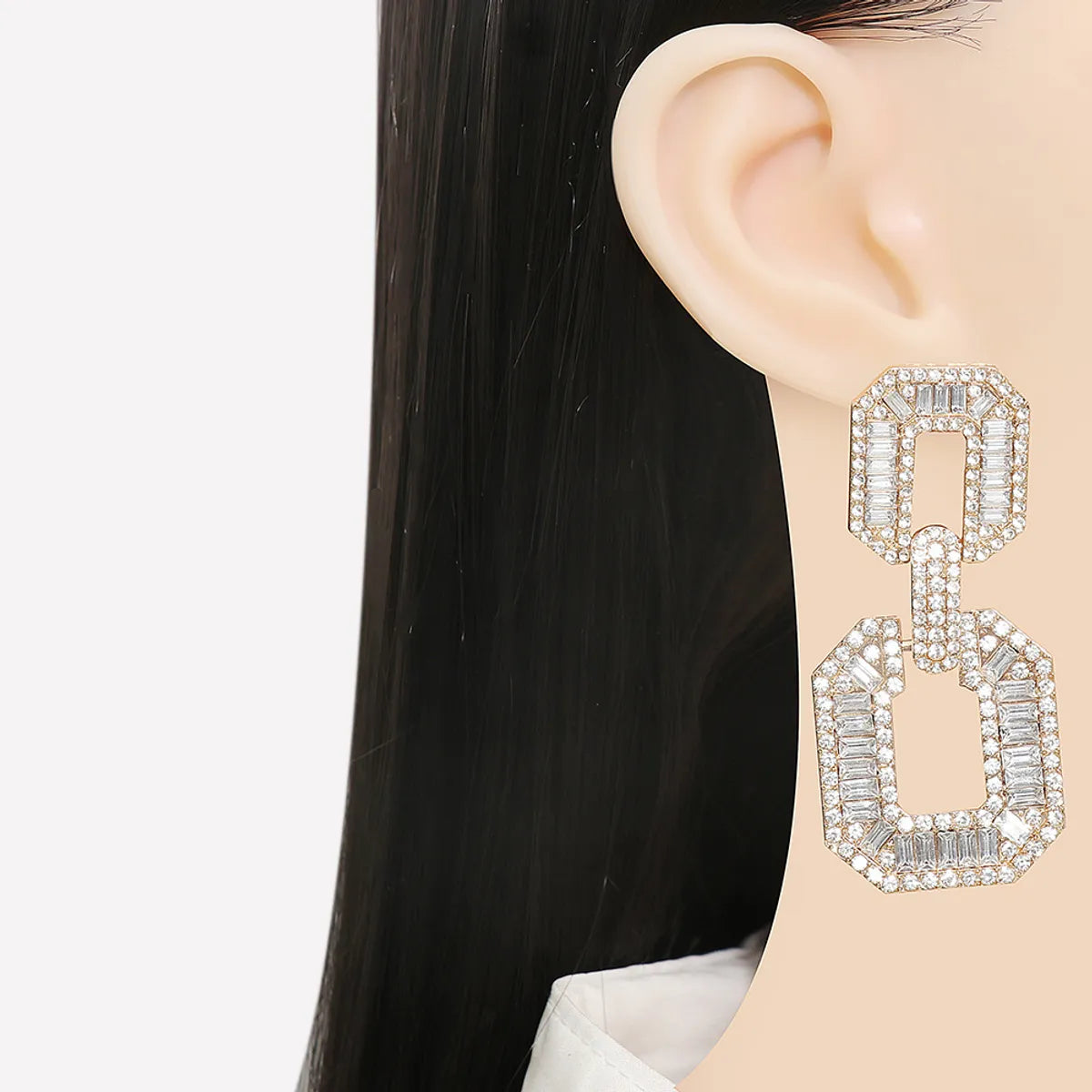 Fashion Square Alloy Rhinestones Women's Drop Earrings 1 Pair