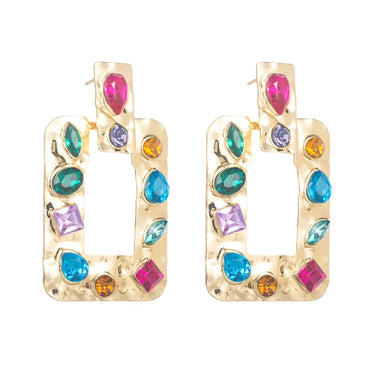 Fashion Square Butterfly Alloy Transparent Inlay Rhinestone Earrings