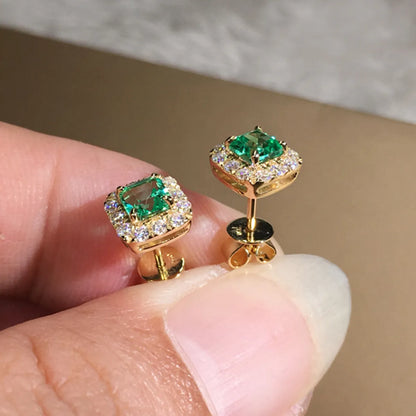 Fashion Square Copper Ear Studs Inlay Zircon Copper Earrings